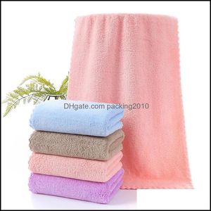 Handdoekbadbenodigdheden El Home Garden Coral Fleece 35 * 75 Microfiber Effen gezicht Super absorberende drop levering 2021 WXKI7