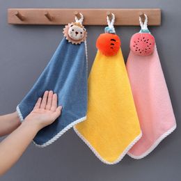 Serviette à main suspendue serviette en velours corail cuisine salle de bain serviette à main paresseux épaissi absorbant dessin animé serviette pour enfants
