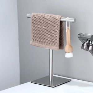 Anneau porte-serviettes auto-adhésif, support de salle de bain et de cuisine, barre à coller sur le mur, en acier inoxydable, noir mat 240304