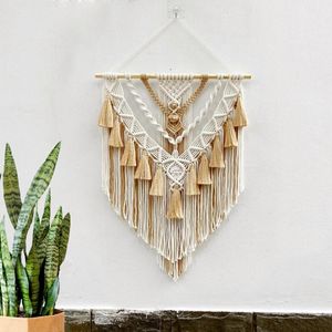 Tissé à la main couleur macramé tenture murale ornement bohème artisanat décoration magnifique tapisserie pour la maison salon décor 55 * 75 cm 240111