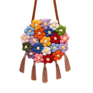 Handgeweven handtas Tassel Bag Chinese stijl geborduurde vrouwelijke 2023 Nieuw niche-ontwerp Cross-body Small Round Bag