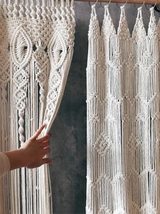 Cortina de la puerta de algodón de algodón tejido a mano Tapestry de pared de pared tapestry boho decoración bohemia tela de boda tapiz 240409