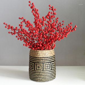 Hand-geweven opslagmand stro bloem kunst emmer Desktop container woondecoratie tuin potje planter tassen