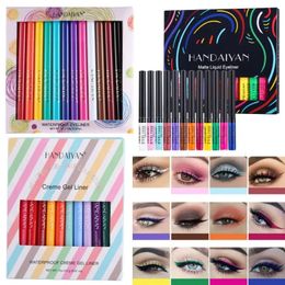 Handaiyan 12 couleurs Matte Liquid Eye Douner Ensemble de stylo à longue usure à longue usure d'eye-liner imperméable du crayon des yeux durables non-fumeurs 240327