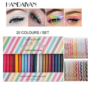 HANDAIYAN 20 Colors/set Gel Eyeliner Pencil Kit Makeup Colored Eye Liner Cream Pen Easy to Wear Waterproof White Yellow Cosmetic
