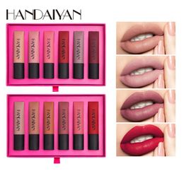 HANDAIYAN 6 Colorset Naakt Matte Lipgloss Set Waterdichte Langdurige Hydraterende Vloeibare Lipstick Lip Make-Up Cosmetica5111098