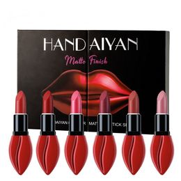 Handaiyan 6 ensemble de rouge à lèvres mat teintes chaudes finition mate kit de rouge à lèvres hydratant imperméable longue durée maquillage des lèvres