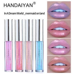 Handaiyan 6Colors Glow Glitter Shimmer Mermaid Lip Gloss Lip Tint Hydraterende waterdicht metaal Langdurige vloeibare Balm5325090