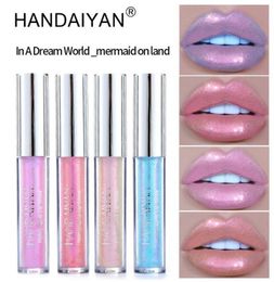 Handaiyan 6Colors Glow Glitter Shimmer Mermaid Lip Gloss Lip Tint Hydraterende waterdicht metaal Langdurige vloeibare BALM3280221