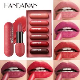 HANDAIYAN 6 Stuks Mousse Matte Lippenstift Set Lipgloss Rood Fluwelen Naakt Make-Up Vrouwen Langdurige Waterdichte Schoonheid Cosmetica