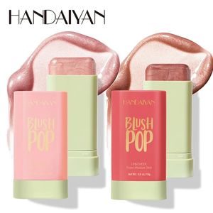 HANDAIYAN rubor en barra resaltador en barra hidratante de larga duración colorete para mejillas crema colorete impermeable maquillaje facial cosméticos nuevo