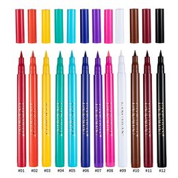 Kit d'eye-liner de couleur HANDAIYAN 12 couleurs/paquet, ensemble de crayons pour les yeux colorés, liquide imperméable mat, maquillage, cosmétiques, maquillage longue durée