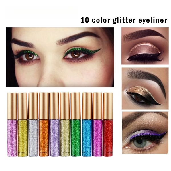 Handaiyan Colored Eyeliner Glitter pour farfeteurs Makeup Makeup paillette Eyeliner Diy Liquide Liner Wholesale