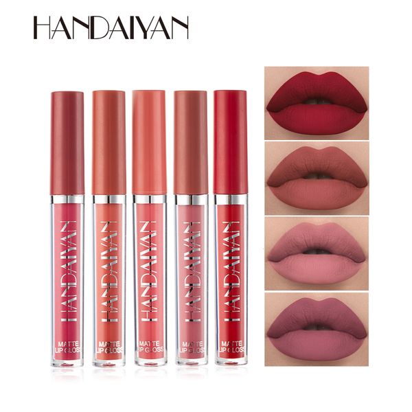 Handaiyan-brillo de labios mate, lápiz labial rojo líquido resistente al agua, tinte de labios de larga duración, tinte de labios rojo, maquillaje labial para mujer