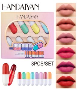 HANDAIYAN Mini Capsule Lippenstift 8 Kleur Set Pil Draagbare Lippenstift Matte Lipgloss Balsem Leuke Chapstick Makeup261U4138024