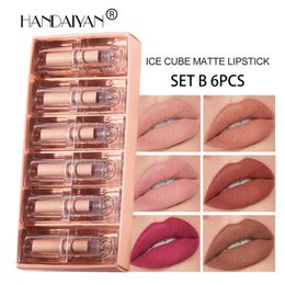 Handaiyan Nieuwe 12 Kleuren Matte Lipstick Naakt en Boon Paste Kleur Waterdichte Lippen Cosmetica Make 6pcs / Set DHL Groothandel