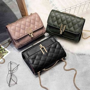 Bolso 2021 Bolso de mujer Tendencia Lingge Cadena Pequeño Cuadrado Solo Hombro Messenger PU 053