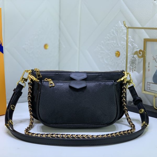 Bolso de diseñador Bolso de hombro Bolso Mahjong de 3 piezas Bolso negro Combinación en relieve Moda Lujos Bolso para mujer Bolso cruzado con múltiples bolsillos M80399 al por mayor