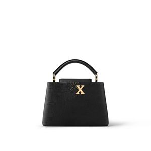 Handbag Fashion Shoulder Bag Capucines Leather Lining Compartment Design Gold Zipper Work Bag