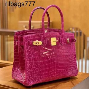Sac à main cuir véritable Bk Luxurys cousu main 30 crocodile du Nil brillant femme luxe arabe violet