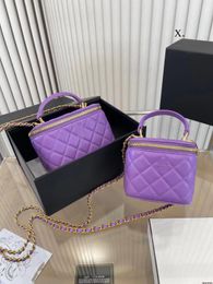 Bolso Bolso de diseñador de alta calidad Mini caja Borsa de cuero Negro Rosa Bolsas de maquillaje Bolsos de mano de marca para damas clásicas Trabajo Compras Viajes Bolsos de mujer para niñas