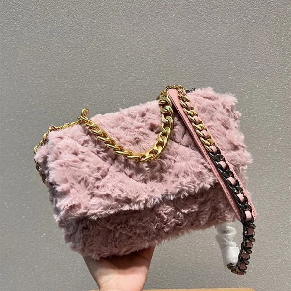 Sac à main de haute qualité luxe hiver Fluff sac à main sac à main marque sac à main femmes sac à bandoulière mode Vintage en cuir chaîne sac à bandoulière