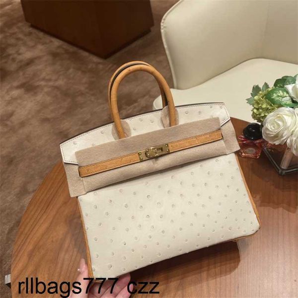 Sac à main autruche Famille Platinum All South African Portable Femmes Portable Real Luxury Matching Gold Bouton Gence Genuine Cuir