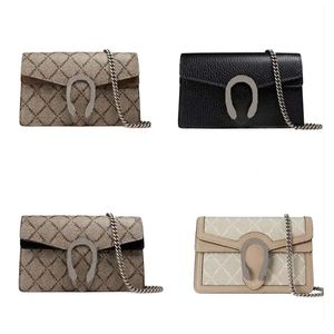 Klassieke luxe keten Designer Bag Fashion 2024 Plaid Flower Brand Wallet Vintage Ladies Brown Leather Handtas Designer Schouderbag0001