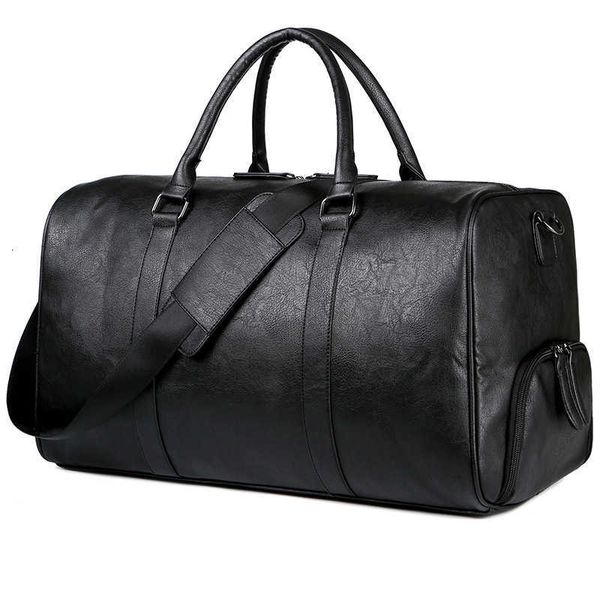 Sac à main en gros et au détail en ligne Sac de voyage en cuir pour hommes Grande capacité Une épaule Msenger Ceinture Position de la chaussure Fitns Bagages