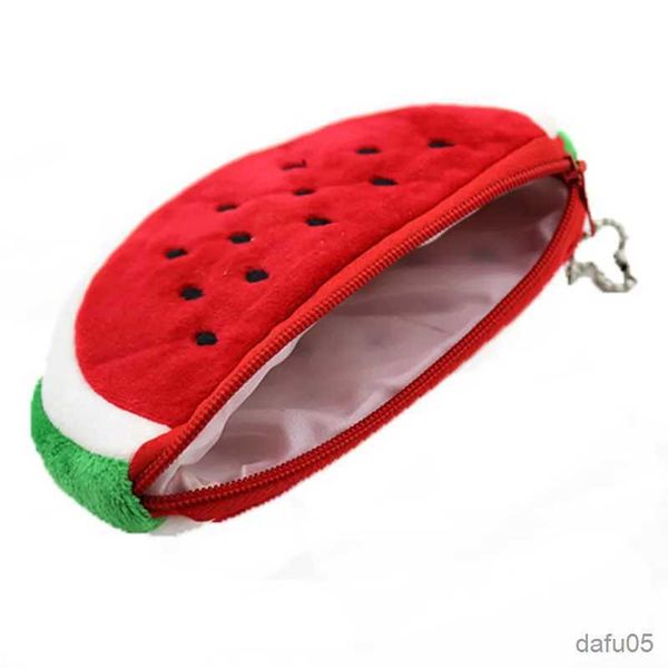 Sacs à main 13*9cm porte-monnaie en peluche dessin animé fruits carte à glissière écouteurs portefeuille enfants Mini sac à main pastèque filles garçons cadeau