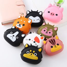 Handtassen Animal Cartoon Creative Clip Coin Purse Silicone Children Cute Key Storage Bag Set 230823