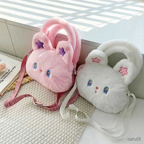 Sacs à main dessin animé lapin en peluche, porte-monnaie pour enfants, sac à bandoulière étoile, sacs à bandoulière de Shopping pour filles, sac mignon décontracté