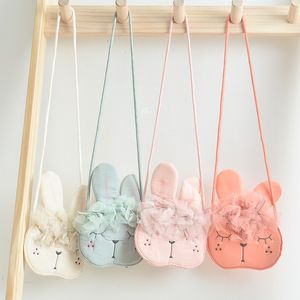 Bolsos Niños Niña Niños Monedero Bolsa Hobos Mini Pequeño Tela de algodón lindo Conejo de dibujos animados Animal Accesorios coreanos Regalo al por mayor 230628