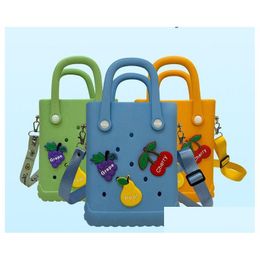 Handtassen Kinderen Hole Jelly Girls Letter Fruit Diy Accessoires Single Shoder Bag Zomer Kinderen Eva Messenger Beach Tags Z5341 Drop de Dh1da