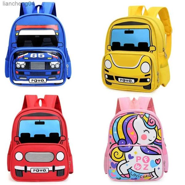 Bolsos Bolso Escolar con Coche de Dibujos Animados para niños Mochila pequeña y Linda para jardín de Infantes Mochila Escolar de Ocio para niños y niñas Coreanos para bebés