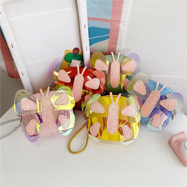 Bolsos de bolsos de primavera temprano para niños lindas chicas mariposas monedas monedas de monedas pescas mensajero bolso de princesa bolsas para niñas para niñas 230626