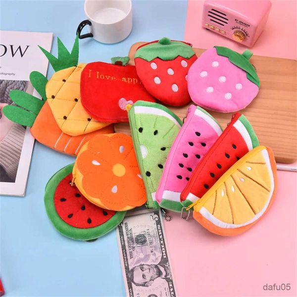 Bolsos Bolso de fruta de imitación Monedero de peluche Monedero Sandía Naranja Bolsa de monedas Teléfono celular Tarjeta clave Cartera para niños 2023 R231023