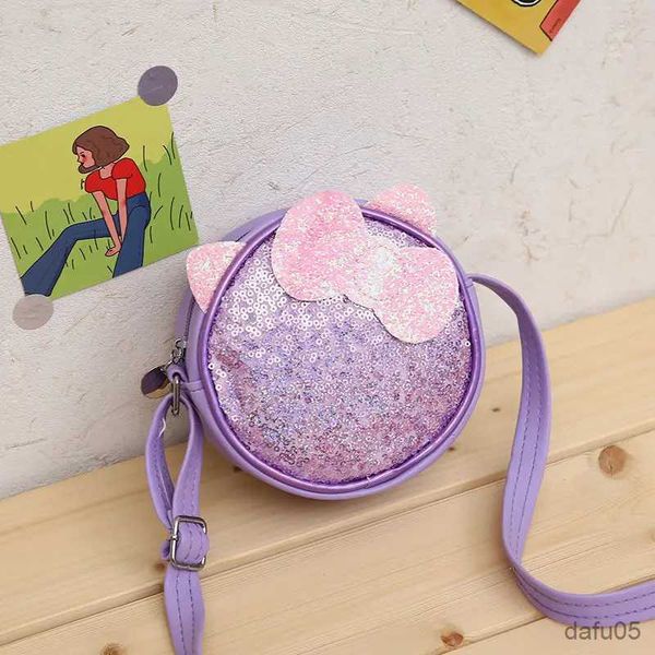 Sacs à main princesse enfants paillettes sacs à bandoulière mignon bébé enfants porte-monnaie sacs à main rose belles filles arc petit sac à bandoulière rond