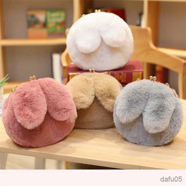 Bolsos de mano bolso con orejas de conejo moda para chicas bolso de conejito de peluche lindo estilo Animal monedero gris blanco Japón encantador bolso de maquillaje