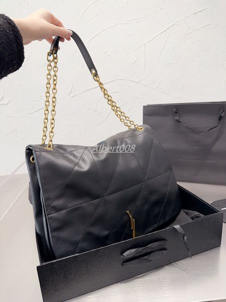 Bolsos de hombro Bolso de mano Monederos Acolchado Bolso de cuero negro Cadena Señoras Diseñador Mujer Bolsos de compras 38CM