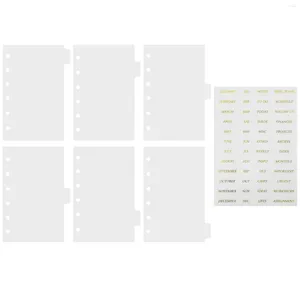 Handbook Separator Tab Dividers Stickers Binder Page Notebook benodigdheden voor 6 ring Frosted Rings