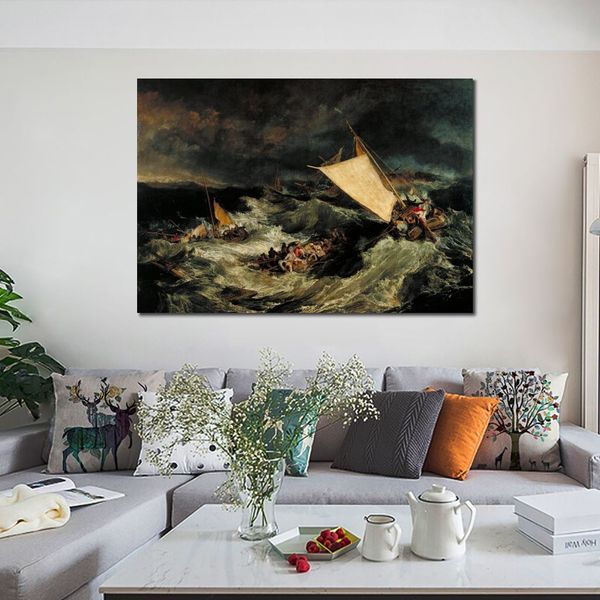 Toile artisanale Oceanic The Shipwreck Artist} Peinture Décor de bureau moderne