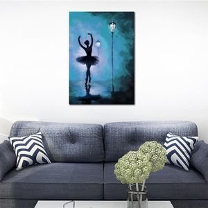 Handgemaakte figuratieve olieverfschilderijen op getextureerd canvas Ballerina dansen hedendaagse kunstwerken voor woonkamerdecoratie