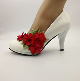 Chaussures de danse en dentelle pour femmes, faites à la main, avec fleurs, pour fête de mariage, belles chaussures de demoiselle d'honneur, talons hauts, taille EU35-41