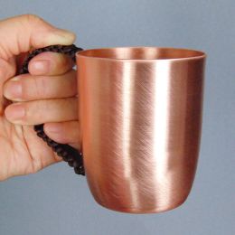 Tasse à café en cuivre pur fabriquée à la main, avec poignée tissée rétro, polissage épais, 260, tasse cadeau pour Couples, petit déjeuner, verres