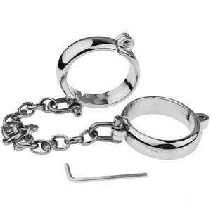 Menottes de cheville de type ovale, serrure de bondage en métal, vêtements fétiches BDSM avec chaîne, jeux sexuels, contraintes d'esclave pour couples, 240106