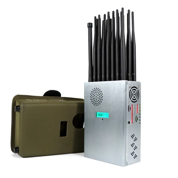 Brouilleur de signal de téléphone portable 5G à 24 antennes portables avec couvercle en nylon, Shie lding 2G 3G 4G 5G Wi-Fi GPS UHF VHF, 24 W, distance d'interférence jusqu'à 25 m