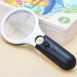 Handheld 3x 45x verlicht Vergrootglas Microscoop Vergrootglas Hulp Lezen Loupe Reparatie Tool met 3 LED Science Speelgoed Groothandel