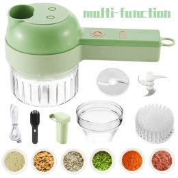 handheld 4 in1 multifunctionele elektrische groentesnijder snijmachine knoflook modder stamper machine chopper voedsel slice prssing mixer fruit groente gereedschap door zee verzending