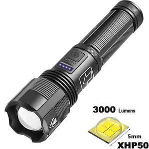 Linterna de mano Linterna táctica recargable Luz de alto lúmenes Zoomable XHP50 Lámpara LED Linternas tácticas más potentes Alkingline